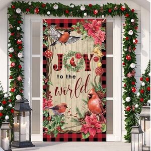 Cardinal Joy to The World Christmas Door Cover - NEW